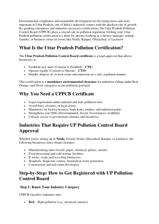 Uttar Pradesh Pollution Control Board: Complete Guide to Certification, Registra