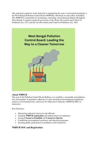 West Bengal Pollution Control Board: Leading the Way to a Cleaner Tomorrow