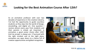 Looking for the Best Animation Course After 12th