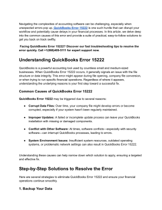 QuickBooks Error 15222_ Fast Fixes & Easy Solutions