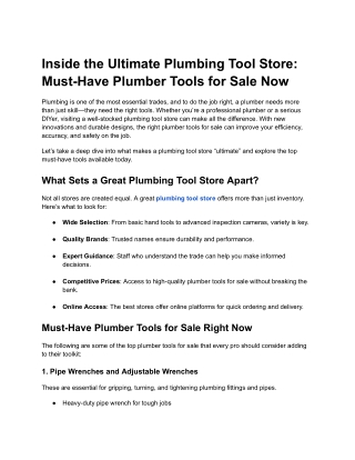 Explore the Best Plumber Tools for Sale at the Ultimate Plumbing Tool Store