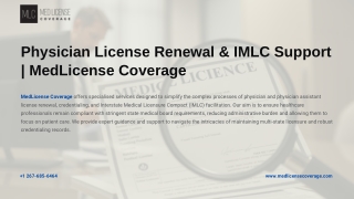 Physician License Renewal & IMLC Support  MedLicense Coverage