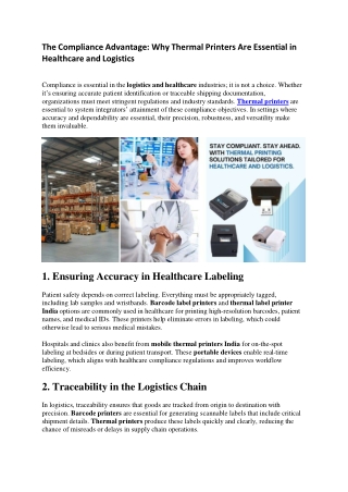 Why Thermal Printers Are Essential in Healthcare and Logistics