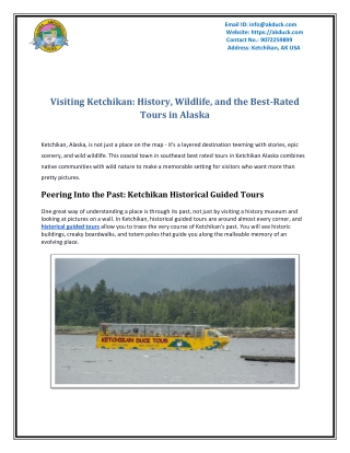 Visiting Ketchikan History Wildlife, and the Best-Rated Tours in Alaska