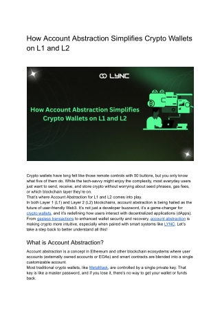 How Account Abstraction Streamlines Crypto Wallets Across L1 and L2