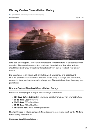 gocruiseline.com-Disney Cruise Cancellation Policy