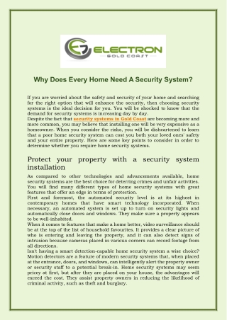 Why Does Every Home Need A Security System