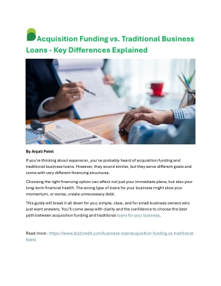 Acquisition Funding vs Traditional Loans -Which One is Right for Your Business?
