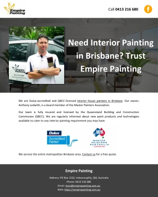 Need Interior Painting in Brisbane? Trust Empire Painting