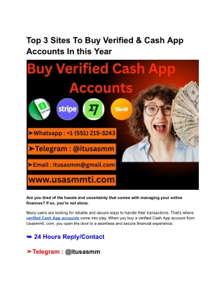 Top 3 Sites To Buy Verified & Cash App Accounts In this Year