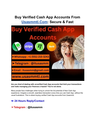 Buy Verified Cash App Accounts From Usasmmti