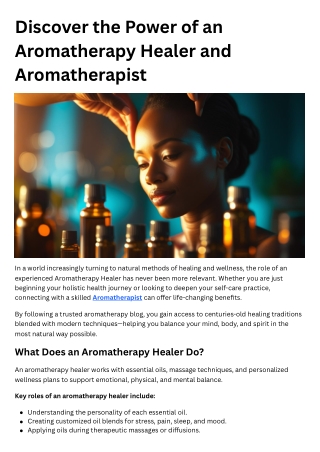 Discover the Power of an Aromatherapy Healer and Aromatherapist