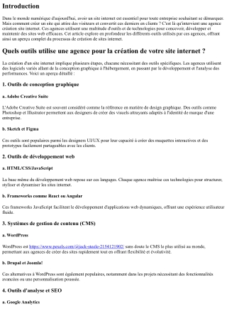 Quels outils utilise une agence pour la création de votre site internet ?