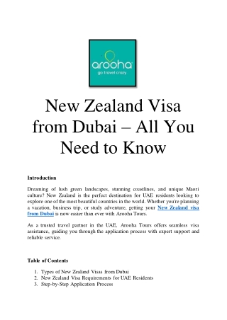 New Zealand Visa from Dubai – All You Need to Know