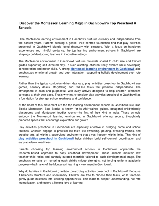 Title_ Discover the Montessori Learning Magic in Gachibowli’s Top Preschool & Schools