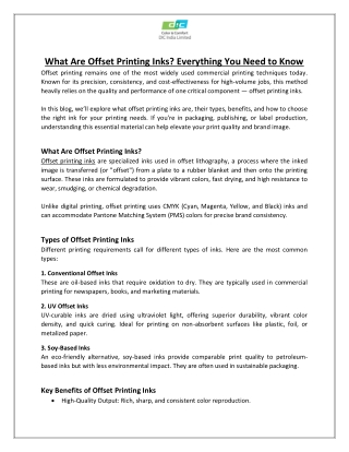 What Are Offset Printing Inks Everything You Need to Know