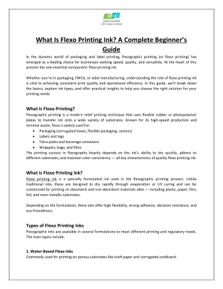 What Is Flexo Printing Ink- A Complete Beginner’s Guide