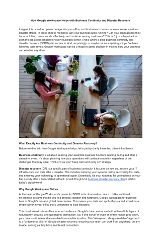 How Google Workspace Helps with Business Continuity and Disaster Recovery