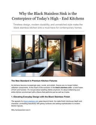 Why the Black Stainless Sink is the Centerpiece of Today’s High-End Kitchens