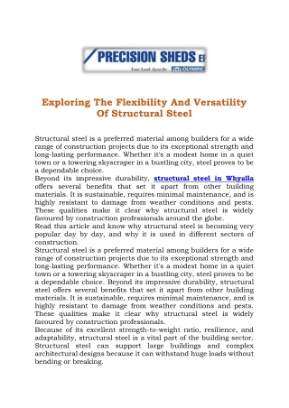 Exploring The Flexibility And Versatility Of Structural Steel