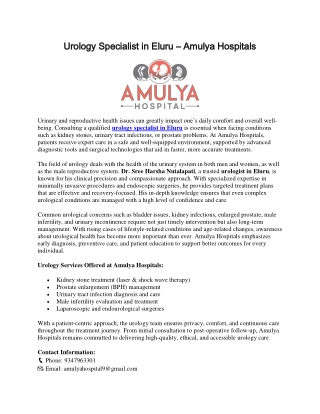 Urology Specialist in Eluru