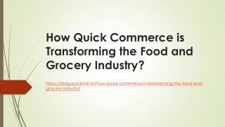 How Quick Commerce is Transforming the Food and Grocery Industry?