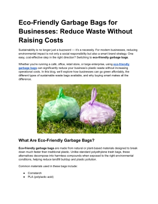Eco-Friendly Garbage Bags for Businesses_ Reduce Waste Without Raising Costs