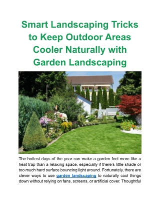 Smart Landscaping Tricks to Keep Outdoor Areas Cooler Naturally with Garden Landscaping