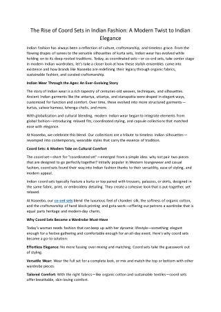 The Rise of Coord Sets in Indian Fashion A Modern Twist to Indian Elegance