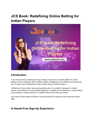 JCS Book Redefining Online Betting for Indian Players