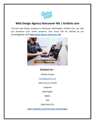 Web Design Agency Vancouver Wa | Graticle.com