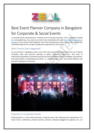 Best Event Planner Company in Bangalore for Corporate & Social Events