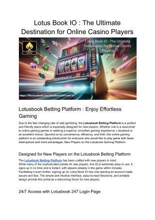Lotus Book IO _ The Ultimate Destination for Online Casino Players