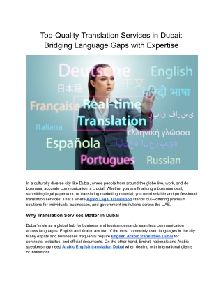 Top-Quality Translation Services in Dubai