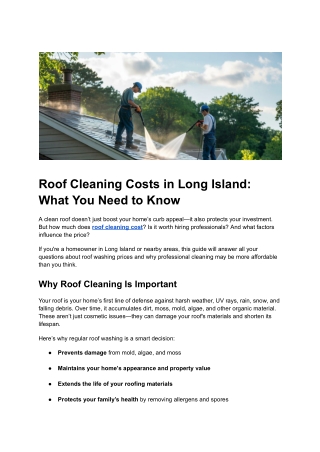 Post 26 - Roof Cleaning Costs in Long Island_ What You Need to Know