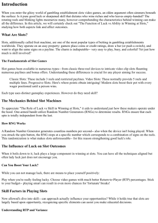 The Duty of Luck vs Ability in Winning at Ports