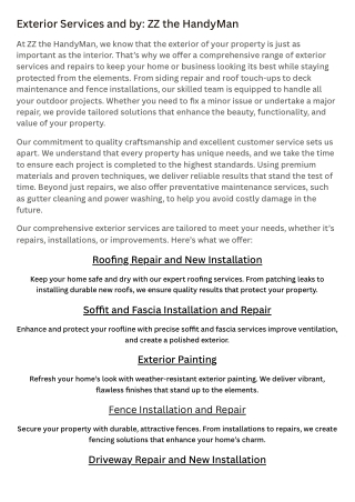 Exterior Services and by ZZ the HandyMan