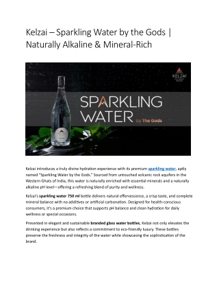 Kelzai – Sparkling Water by the Gods