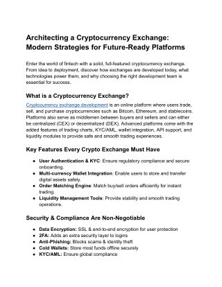 Architecting a Cryptocurrency Exchange Modern Strategies for Future-Ready Platforms
