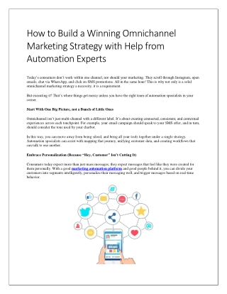 How to Build a Winning Omnichannel Marketing Strategy with Help from Automation Experts