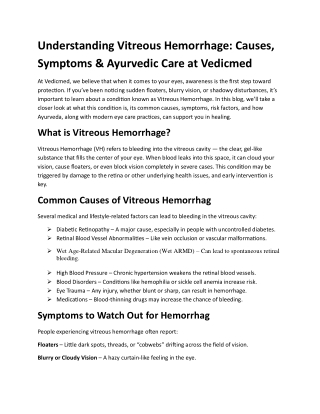 Understanding Vitreous Hemorrhage Cause Symptoms  Ayurvedic Care at Vedicmed