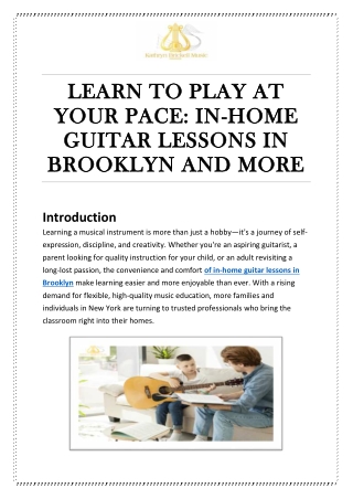 Learn to Play at Your Pace In-Home Guitar Lessons in Brooklyn and More