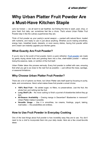 Why Urban Platter Fruit Powders Are a Must-Have Kitchen Staple