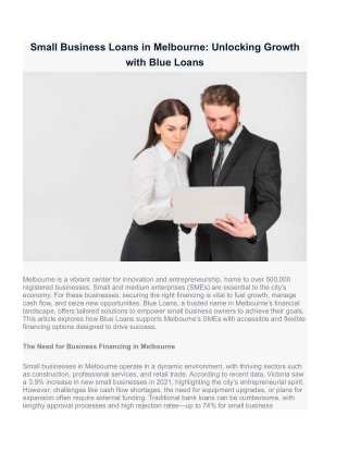 Small Business Loans in Sydney