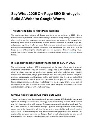 Say What 2025 On Page SEO Strategy Is Build A Website Google Wants
