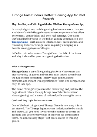 Tiranga Game_ India’s Hottest Gaming App for Real Rewards