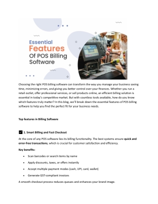 Essential Features Of POS Billing Software