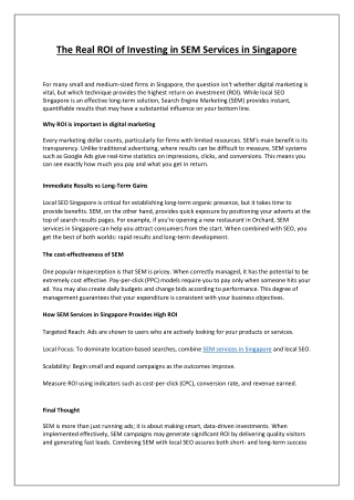 The Real ROI of Investing in SEM Services in Singapore