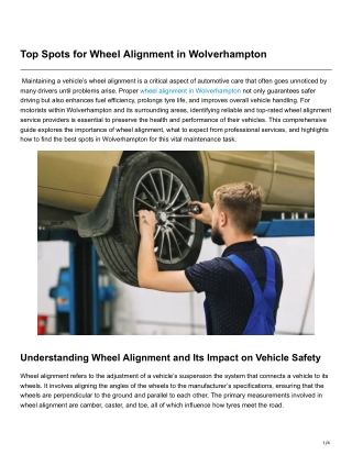 Top Spots for Wheel Alignment in Wolverhampton