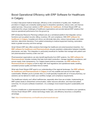 Boost Operational Efficiency with ERP Software for Healthcare in Calgary